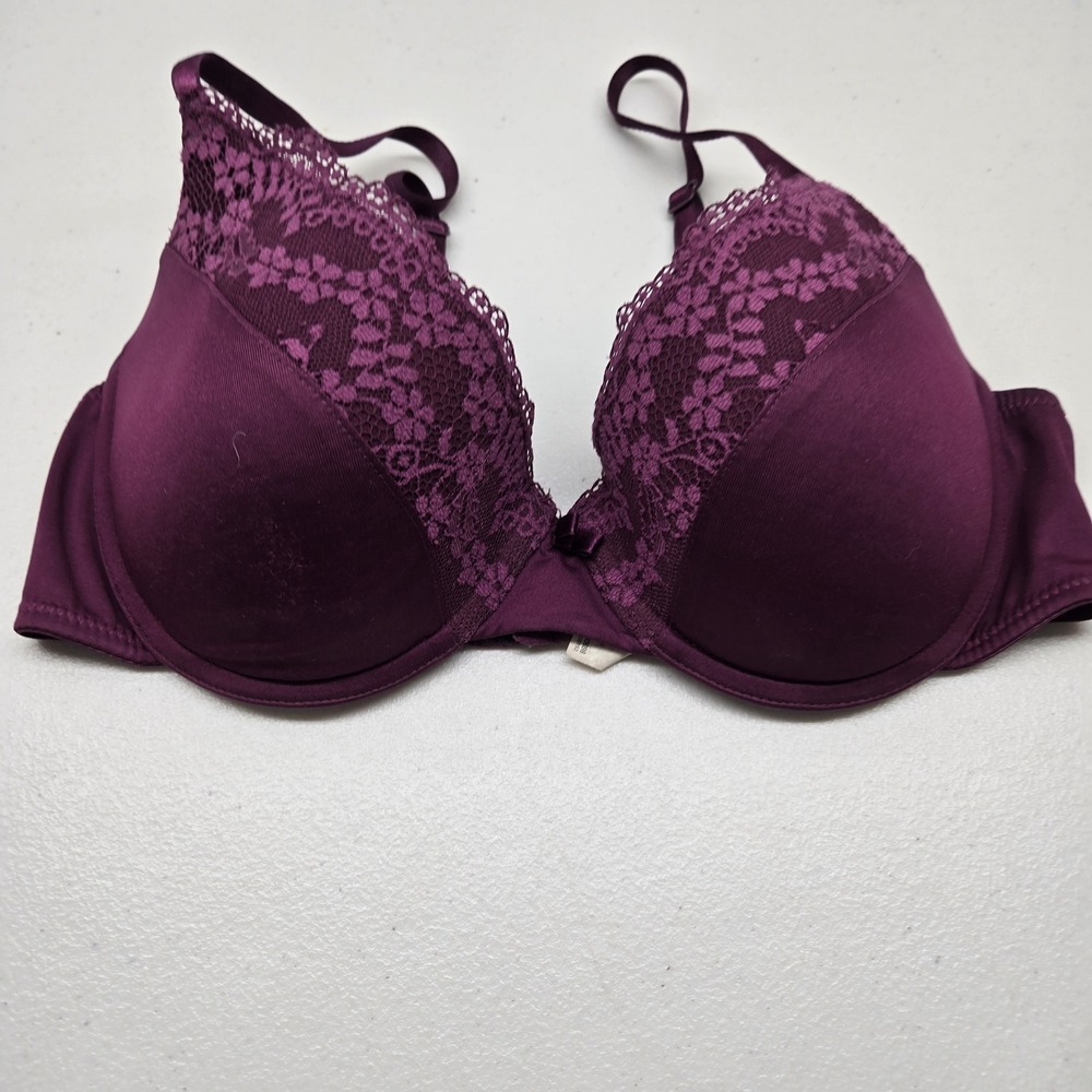 Maidenform‎ Women Bra 34C Purple T Shirt Underwired Lace Strap